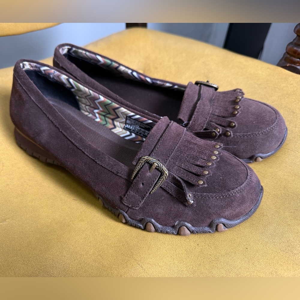 Skechers women’s sneakers Dark Brown Suede Loafers with Stud Details size 9,5 - Picture 7 of 14